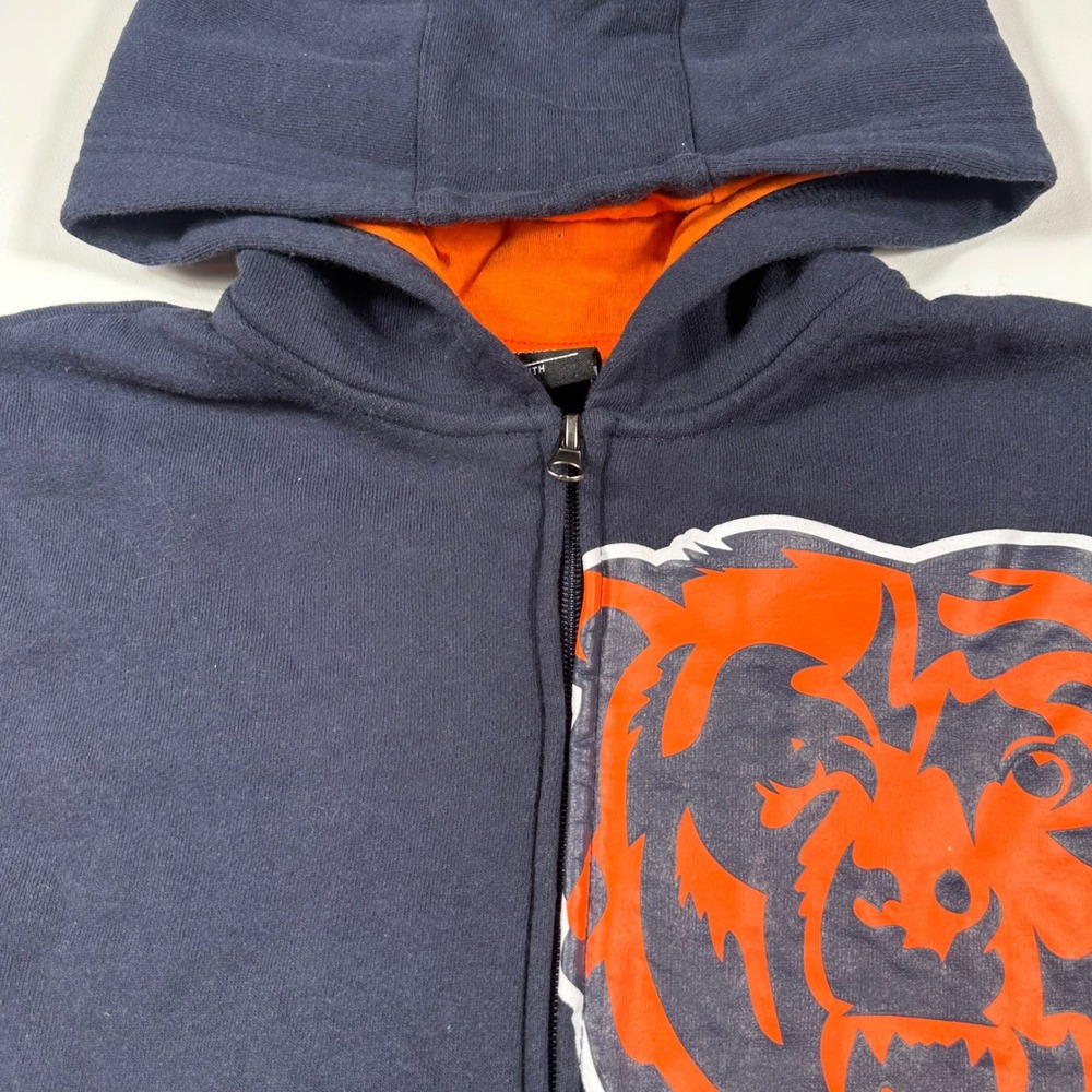 NFL Chicago Bears Hoodie Youth Large 14/16 Full Zip Colorblock Navy Orange